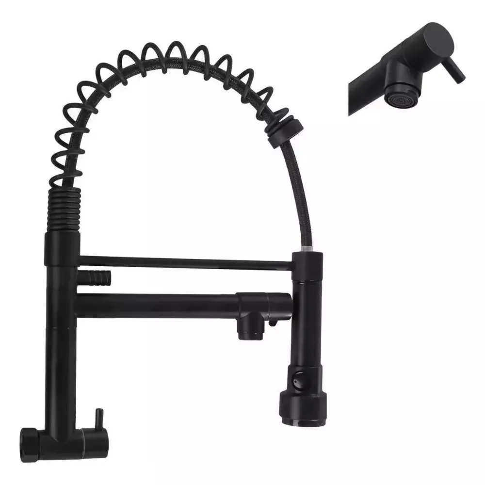 Torneira Cozinha Stillus Home 50cm Parede Monocomando Preta