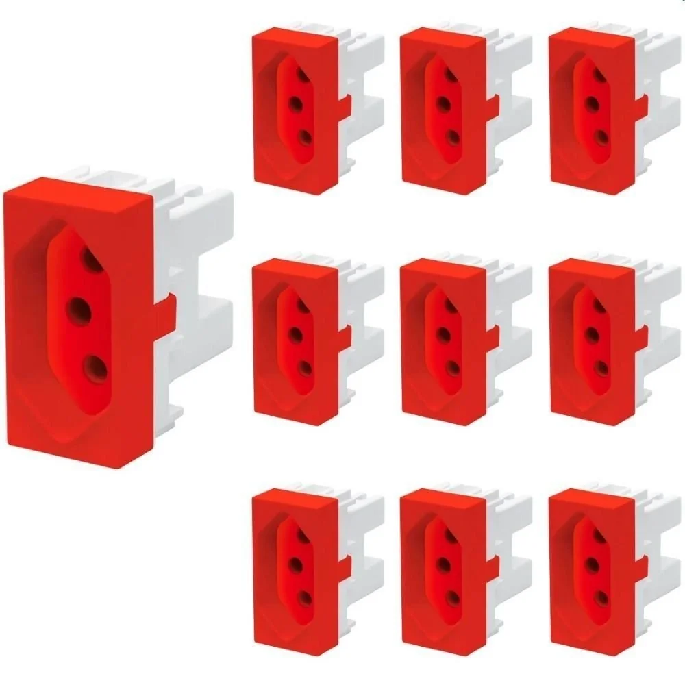 10 Módulo Tomada Para Uso Específico Fame Habitat 2p+t 20a Vermelho