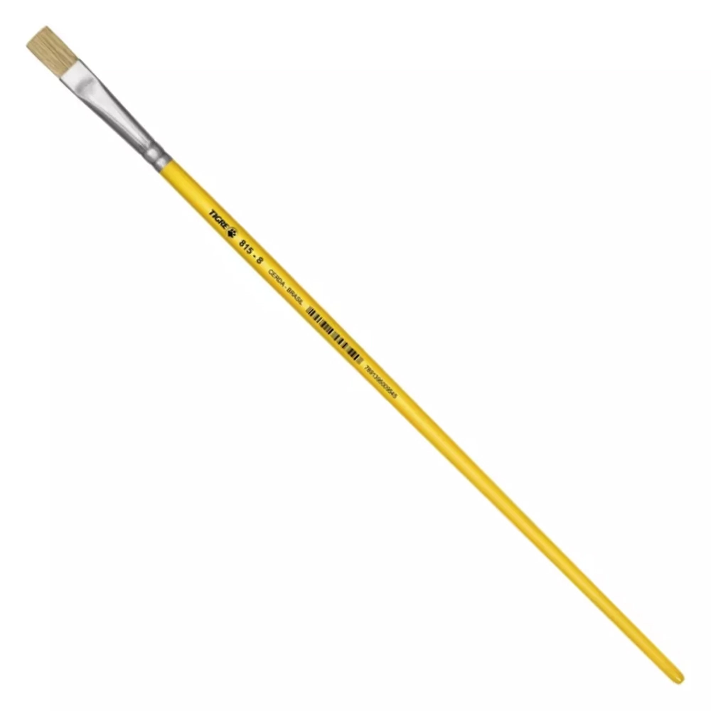 Pincel Chato Cabo Longo Cerda Natural 815-8 Nº8 Fino Tigre