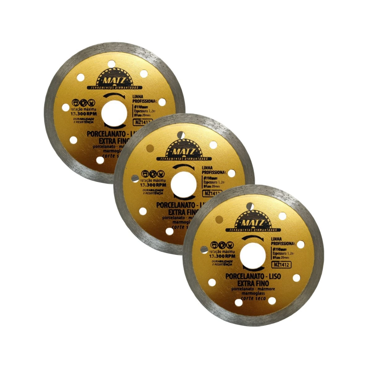Kit 3 Disco Diamantado Porcelanato Extra Fino 110x20mm Matz