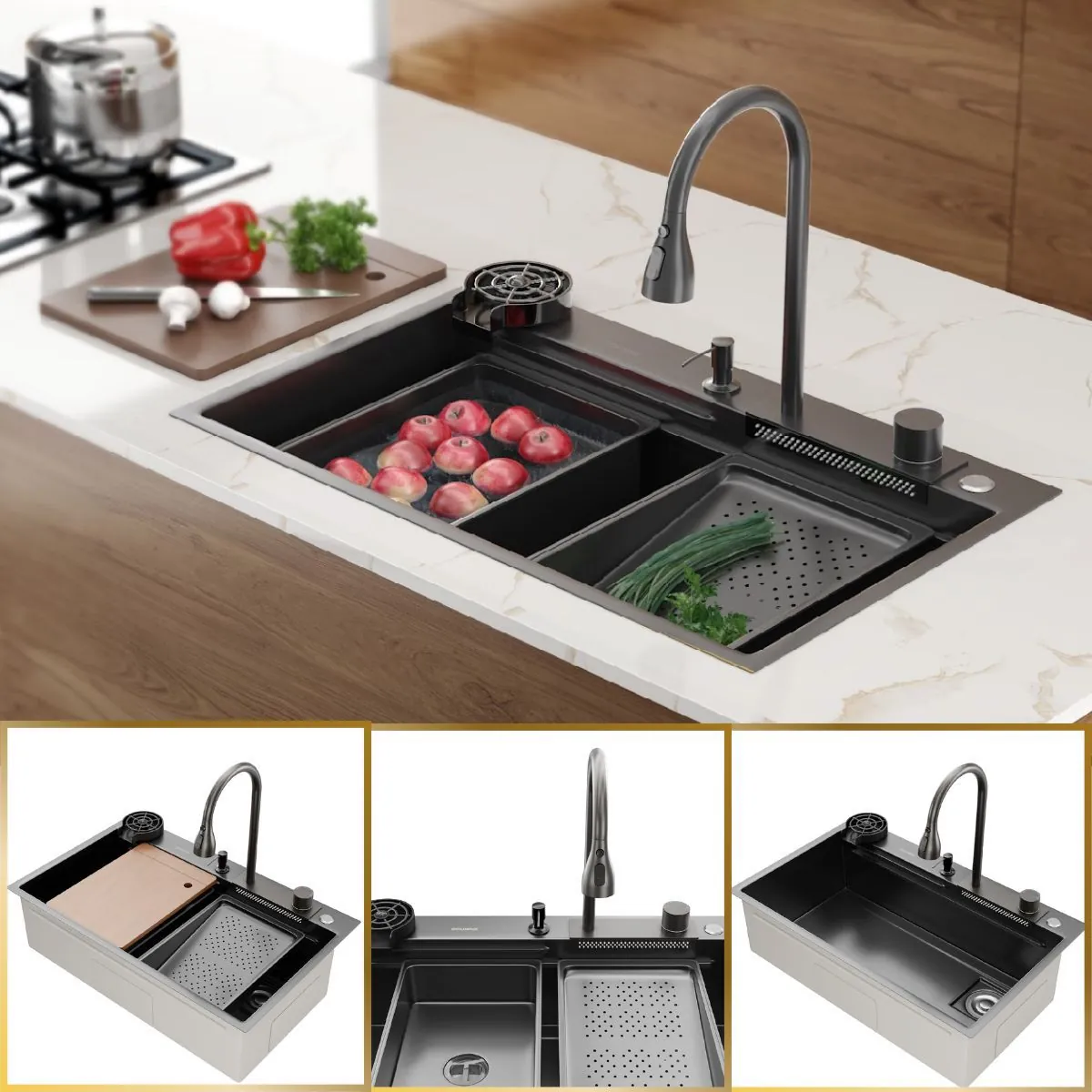 Cuba Cozinha Gourmet Miami Nano Black Aço Inox 304 Goldenx