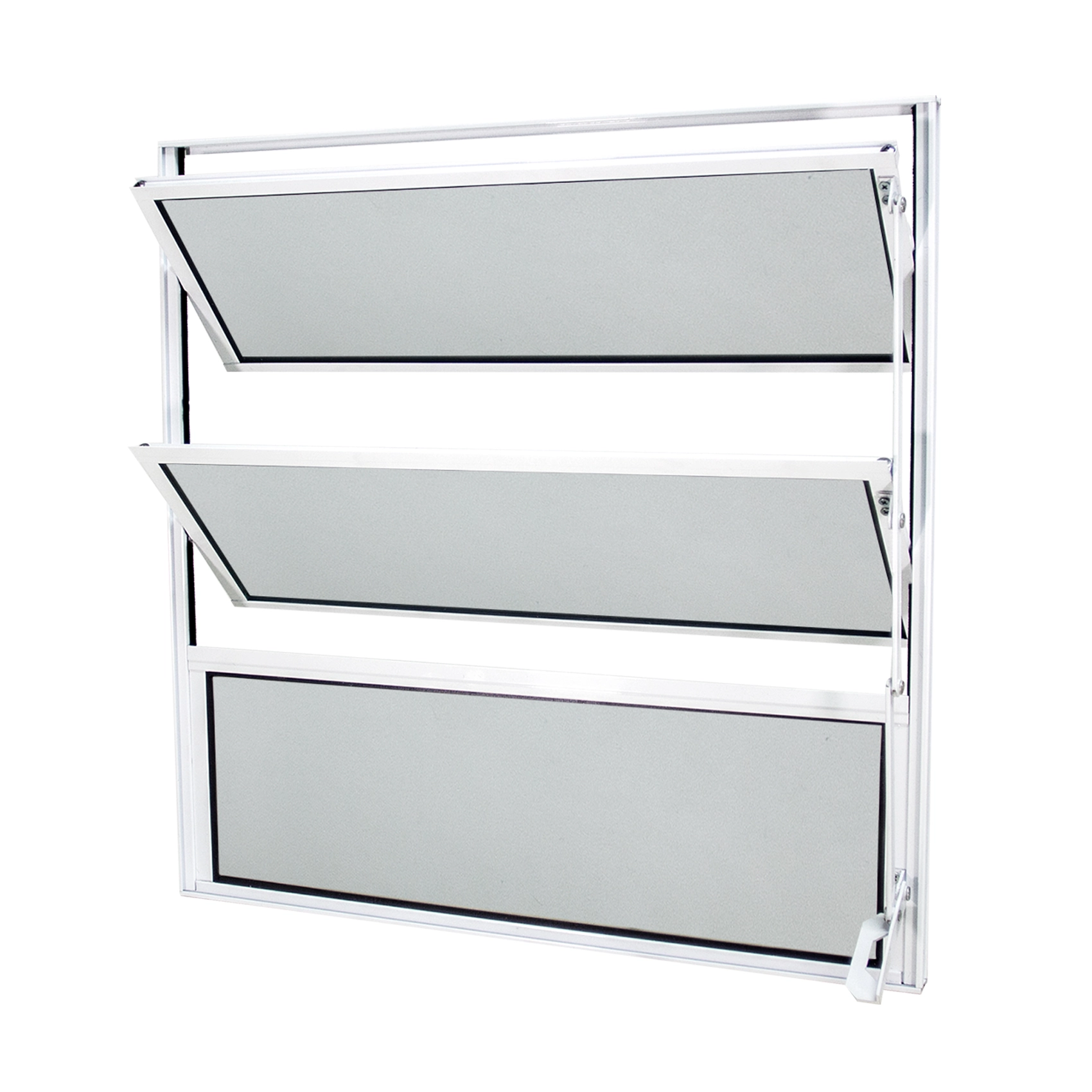 Janela de Alumínio Basculante 3 Folhas 80x80cm com Vidro 3mm Classic CRV Branca
