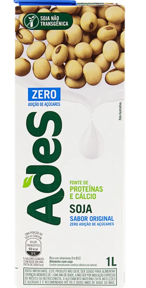 Bebida a Base de Soja Ades Sabor Original Zero TP 1L