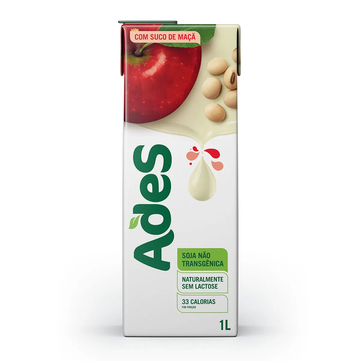 Bebida à Base de Soja Maçã Ades Caixa 1l