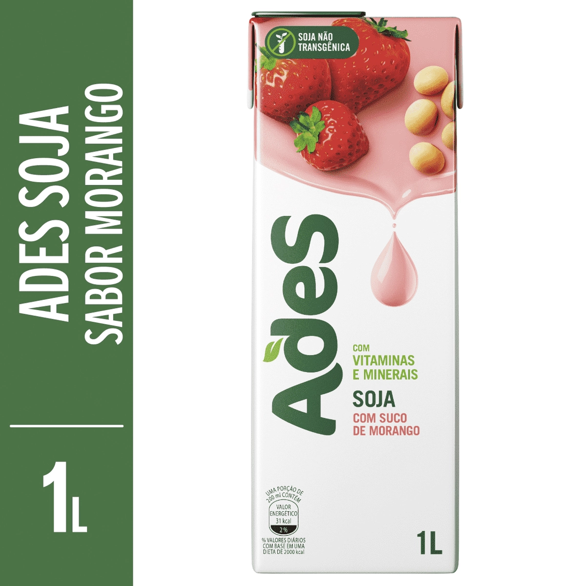 Bebida à Base De Soja Morango Ades Caixa 1l