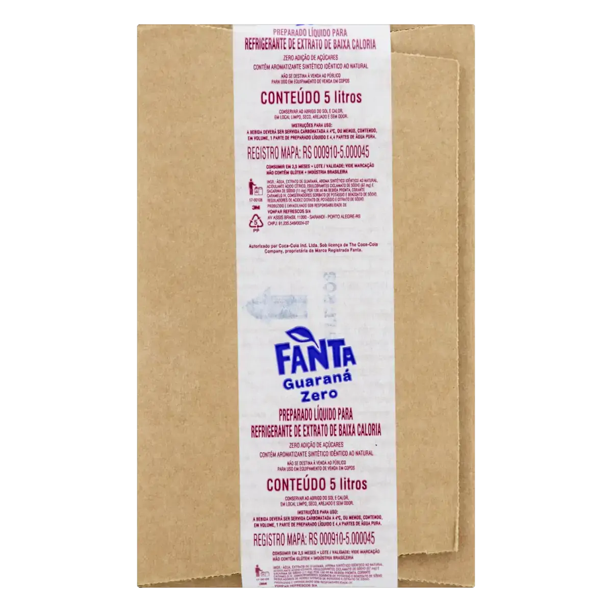 Preparado Líquido Para Refrigerante Guaraná Zero Adição De Açúcares Fanta Caixa 5l
