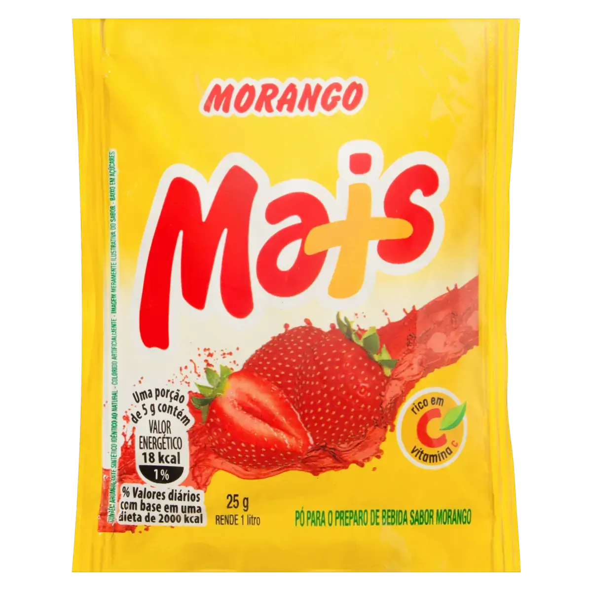 Refresco Em Pó Morango Mais Pacote 25g