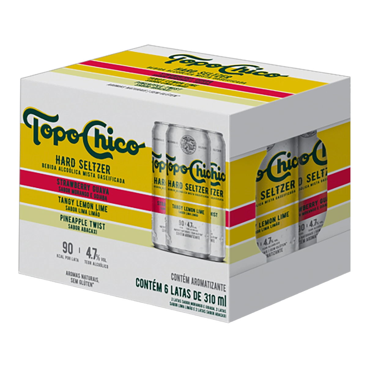 Pack Bebida Mista Alcoólica Gaseificada Morango E Goiaba Lima Limão Abacaxi Topo Chico Hard Seltzer