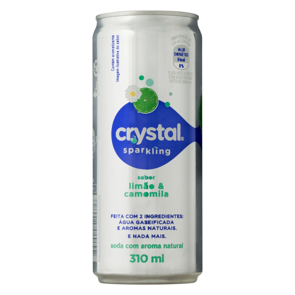 água Saborizada Com Gás Limão E Camomila Crystal Sparkling Lata 310ml