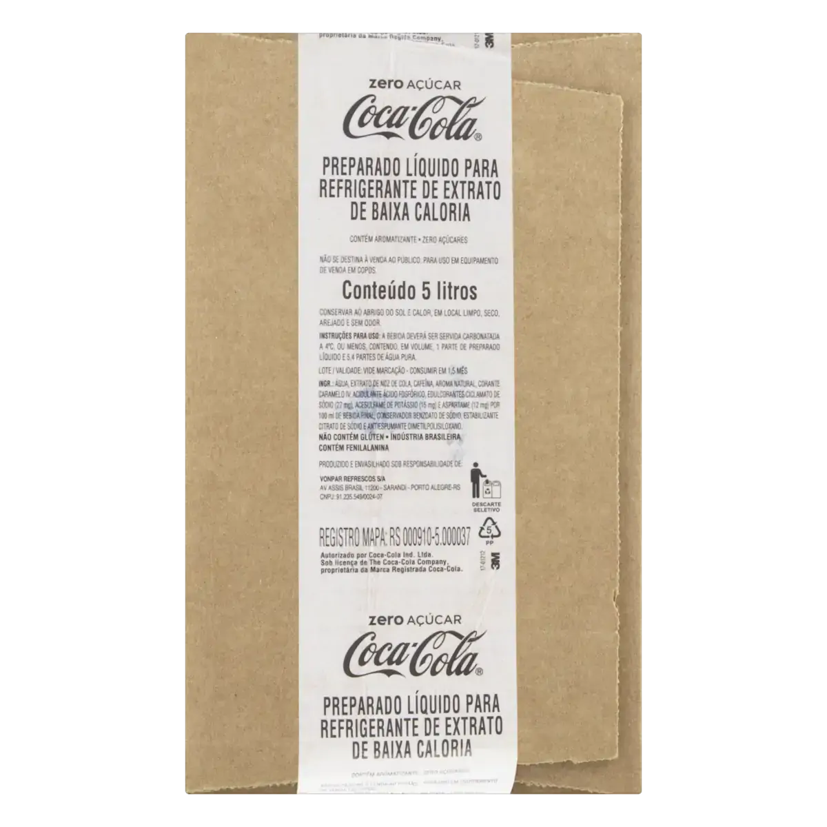 Preparado Líquido Para Refrigerante Zero Açúcar Coca Cola Caixa 5l