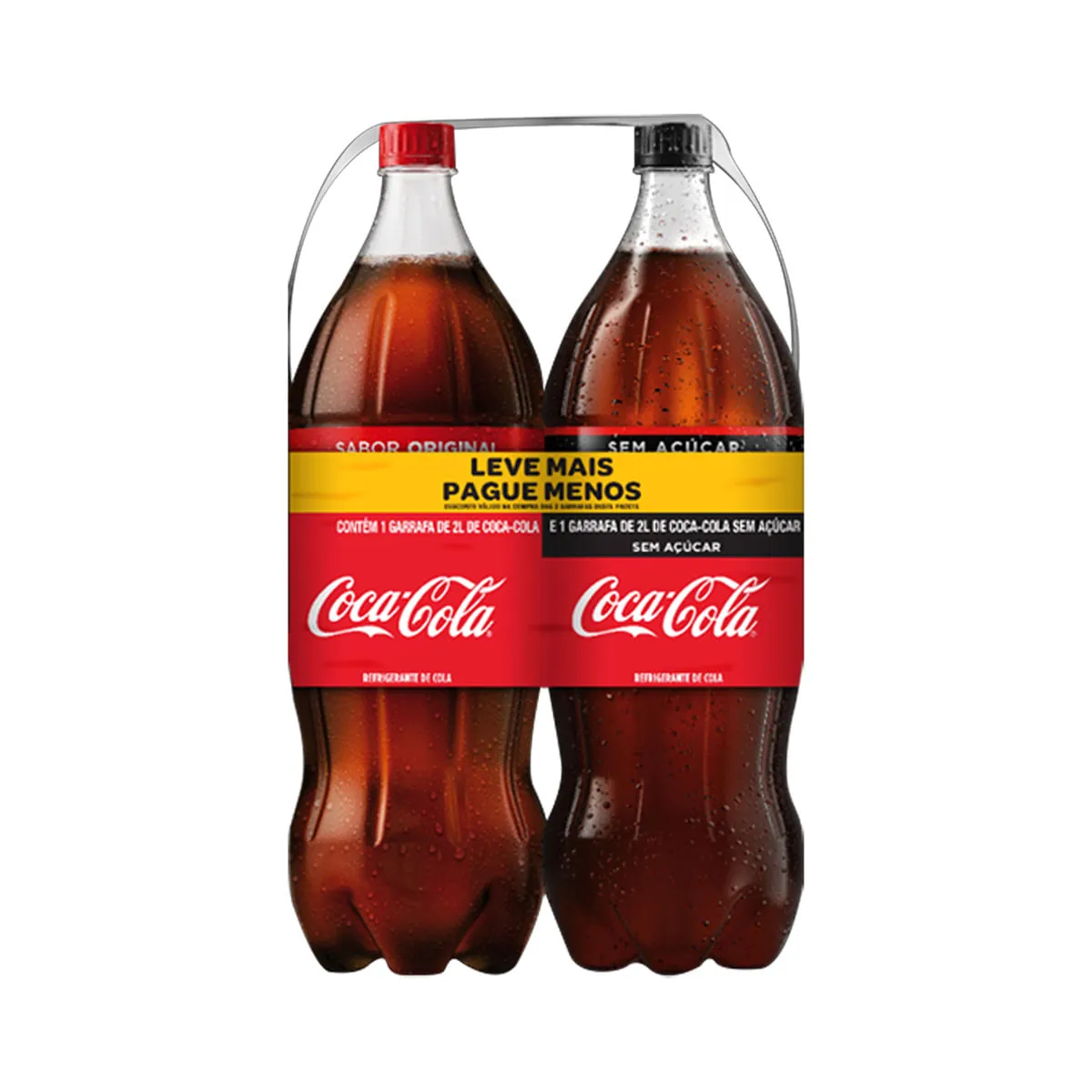 Pack Coca-Cola Original + Coca-Cola Zero Açúcar 2 Litros cada - Leve Mais Pague Menos - 2 Unidades
