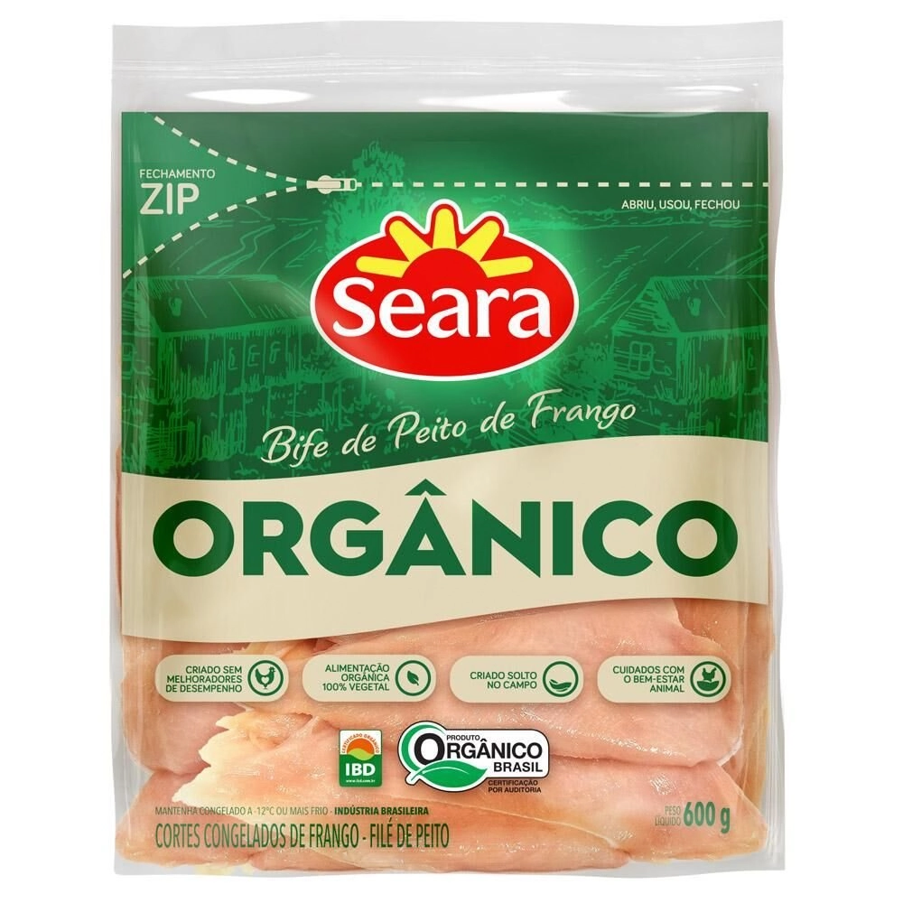 Tiras de Peito de Frango Orgânico SEARA Bandeja 600g