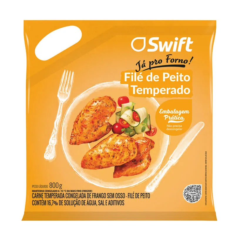 Filé Peito Temperado Já Pro Forno Swift 800 g