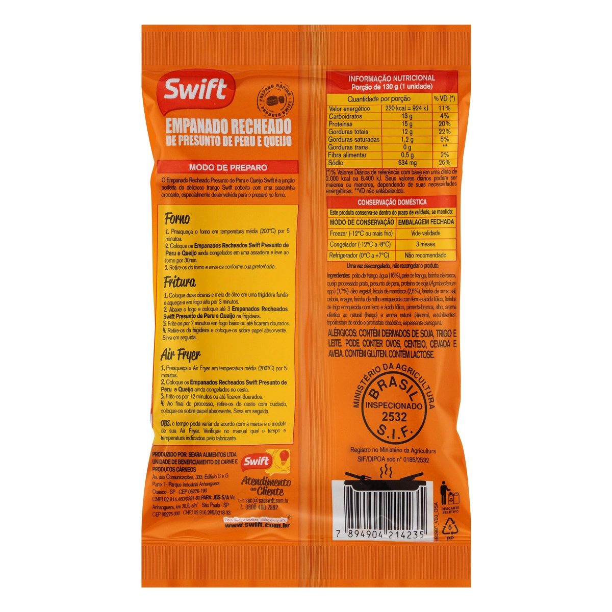 Filé De Frango Empanado Recheado Com Presunto E Queijo SWIFT 120g