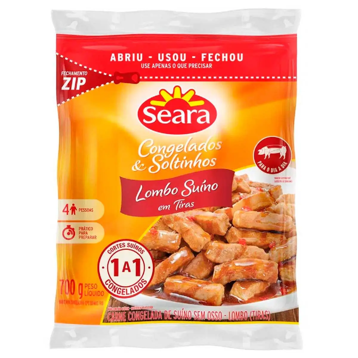 Tiras de Lombo Suíno Congelado Seara 700g