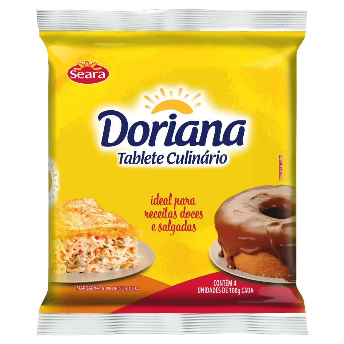 Margarina Doriana Tablete Culinário Pacote 4 Unidades De 100g Cada