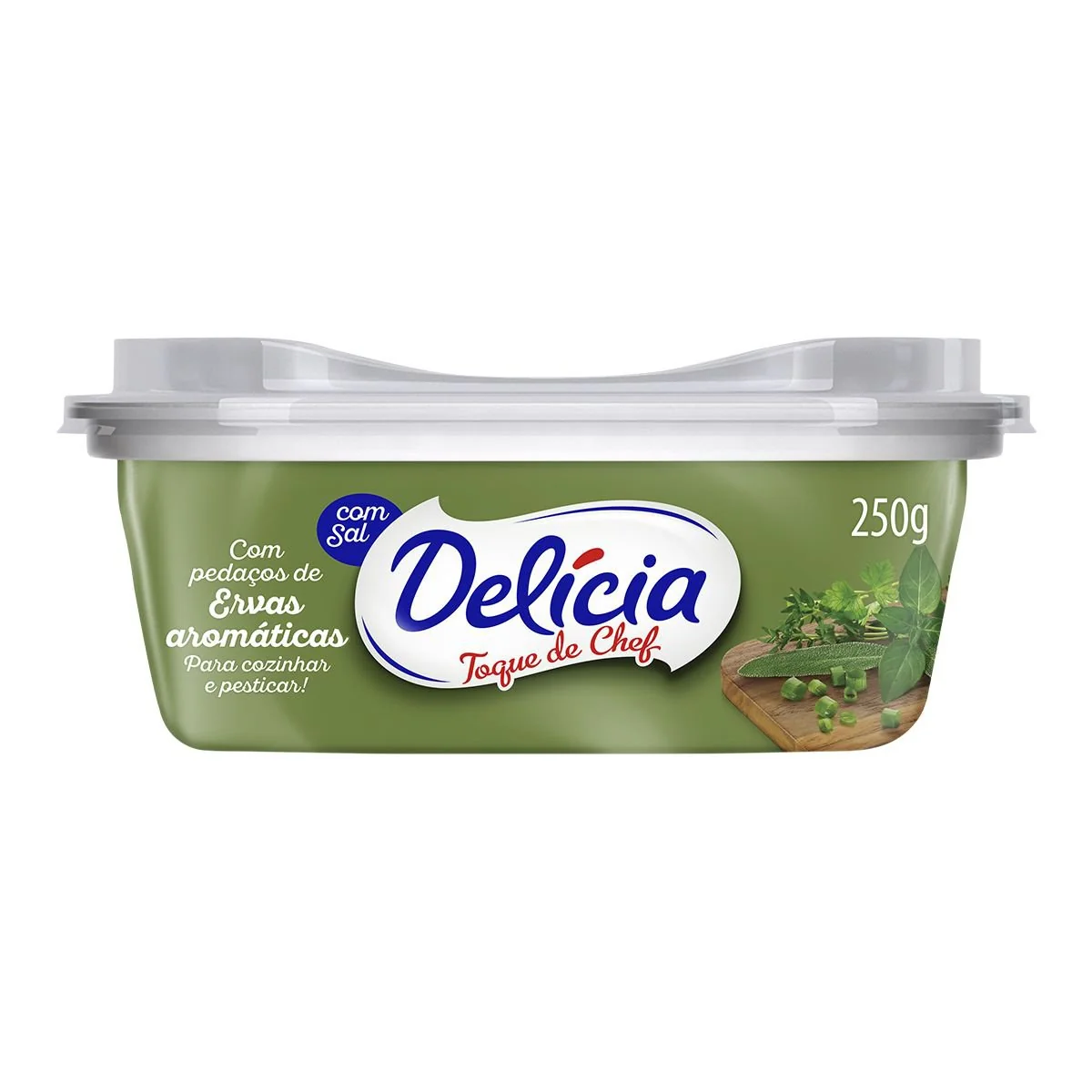 Margarina Com Sal E Pedaços De Ervas Aromáticas Delícia Toque De Chef Pote 250g