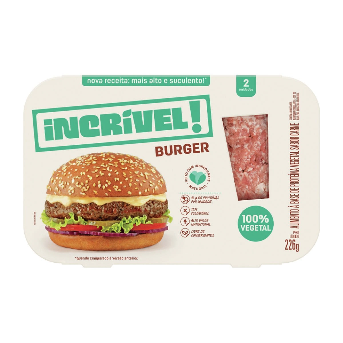 Hambúrguer de Carne Incrível! 100% Vegetal 226g