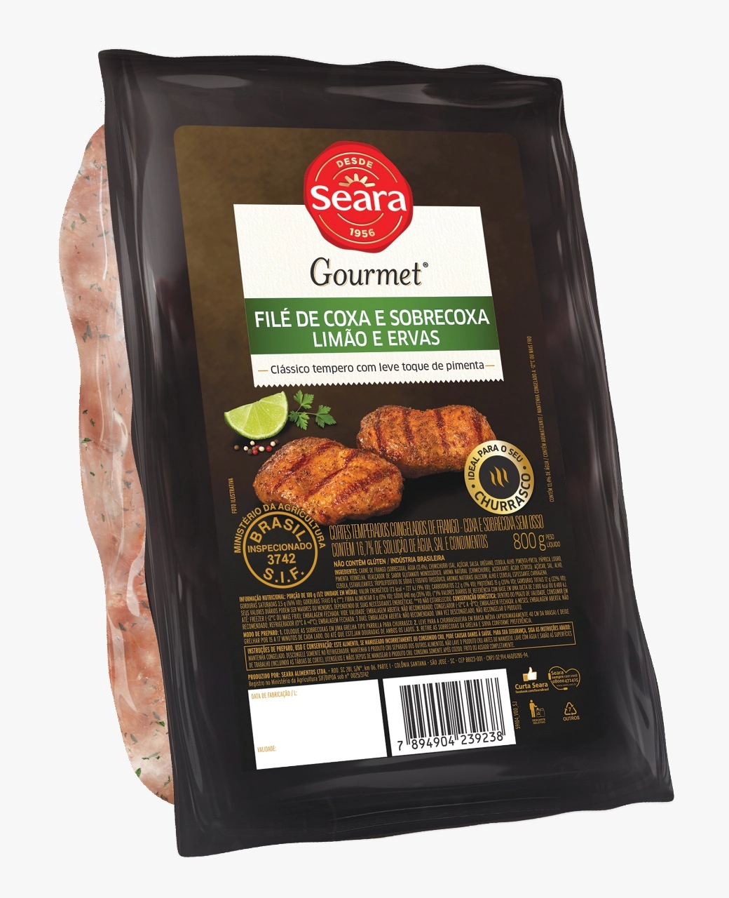 Cortes Frango Seara Gourmet File Coxa E Sobrecoxa Limao/ervas 800g