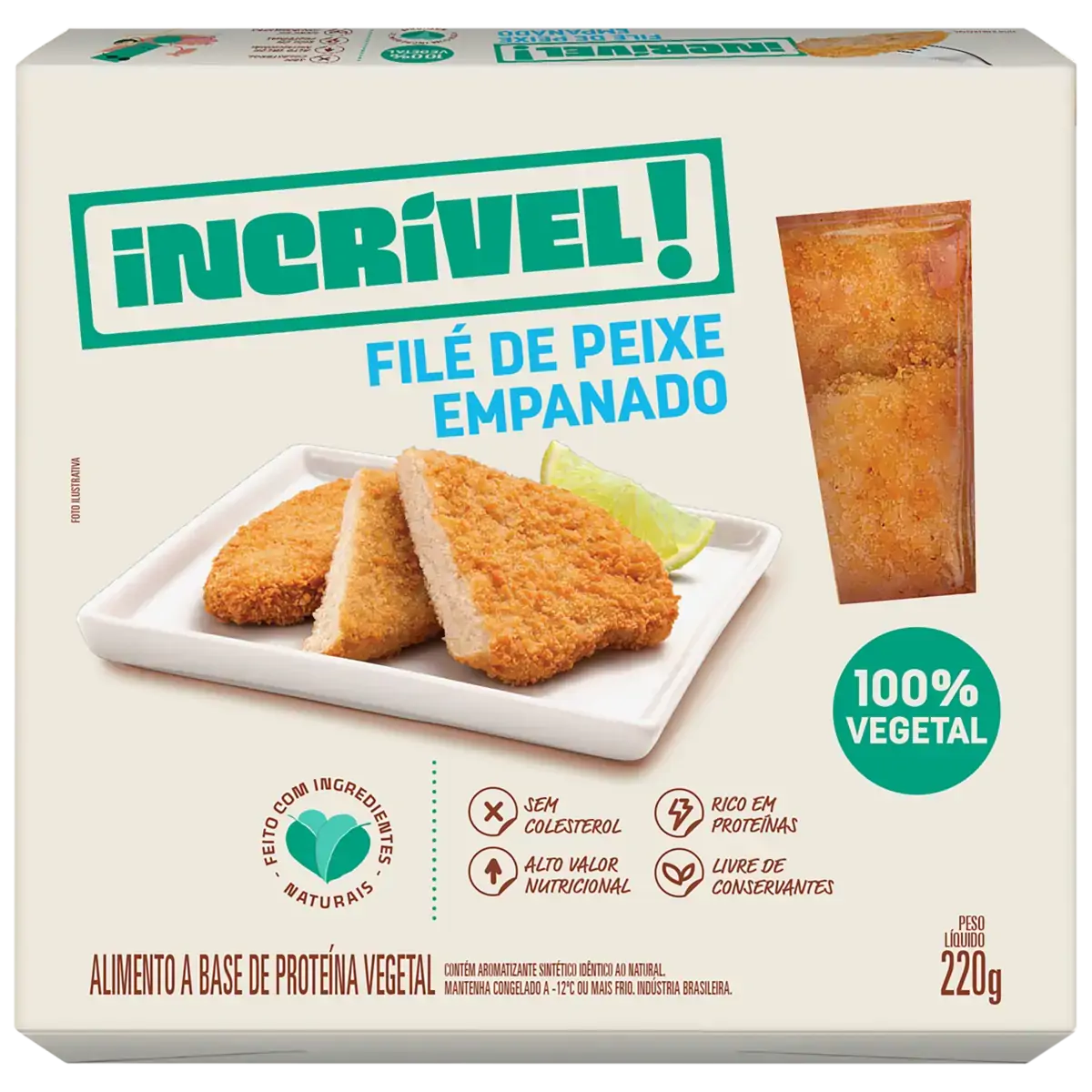 Empanado De Peixe Vegetal Congelado Em Filé Incrível Caixa 220g