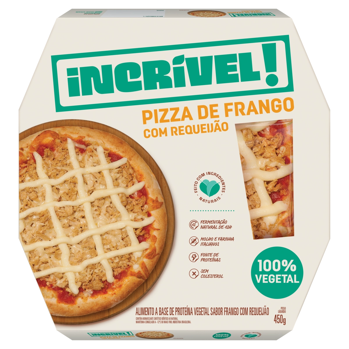 Pizza Vegetal Frango Com Requeijão Incrível Caixa 450g