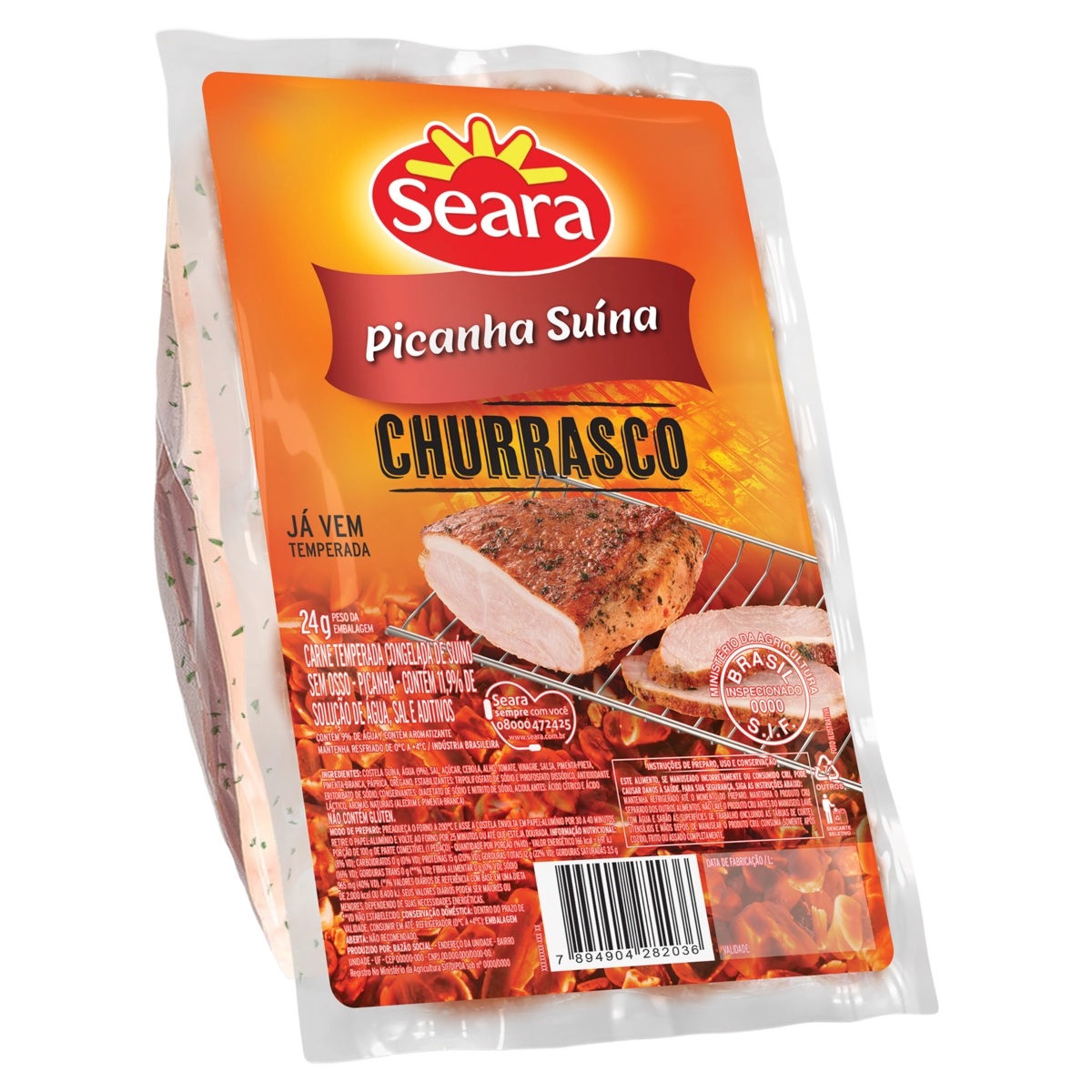 Picanha Suína Congelada Temperada Sem Osso Seara Churrasco