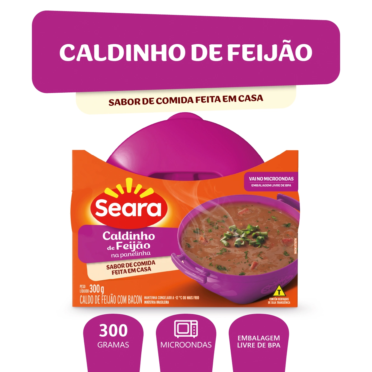 Caldinho Congelado Feijão Seara na Panelinha Pote 300g