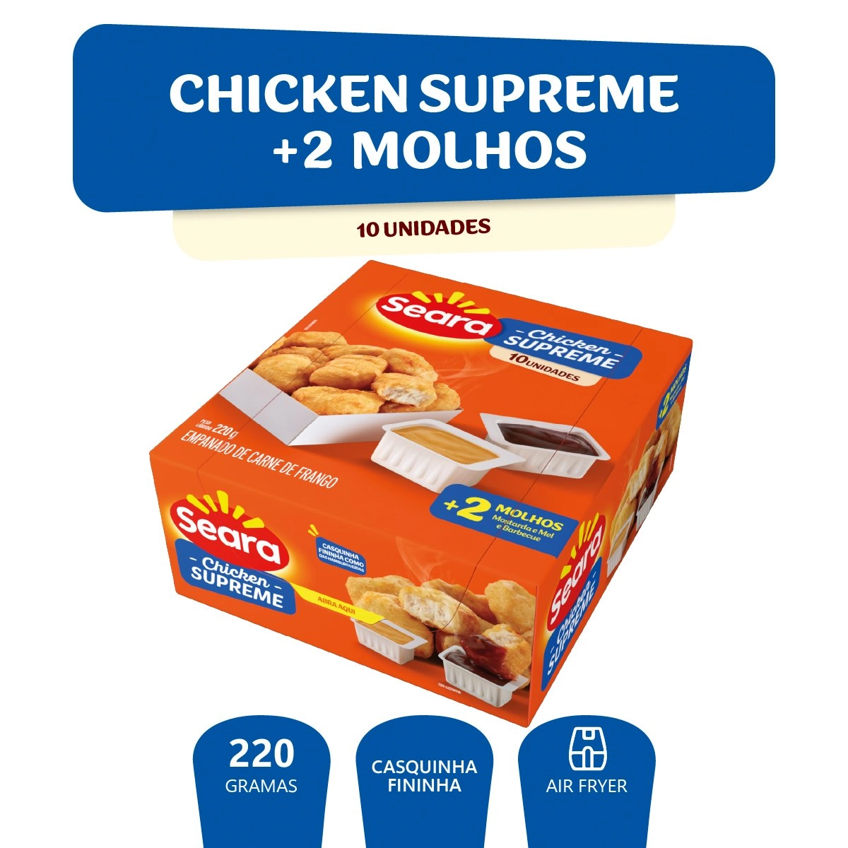 Empanado de Frango Seara Chicken Supreme Caixa 220g 10 Unidades