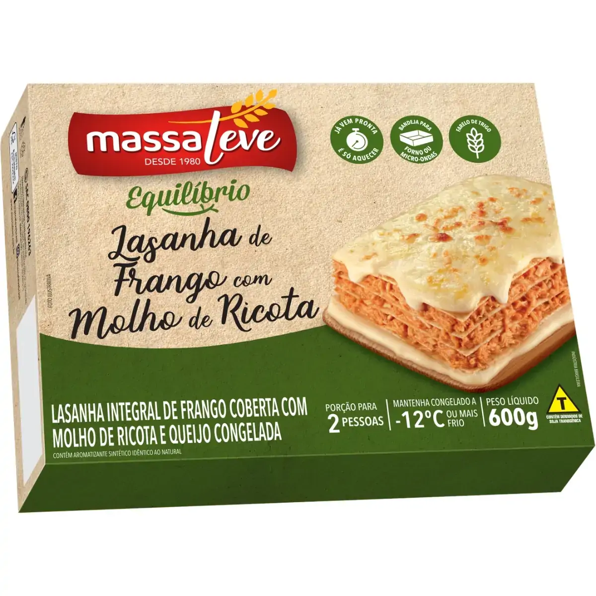 Lasanha Massaleve 600g Integral Frango/ricota