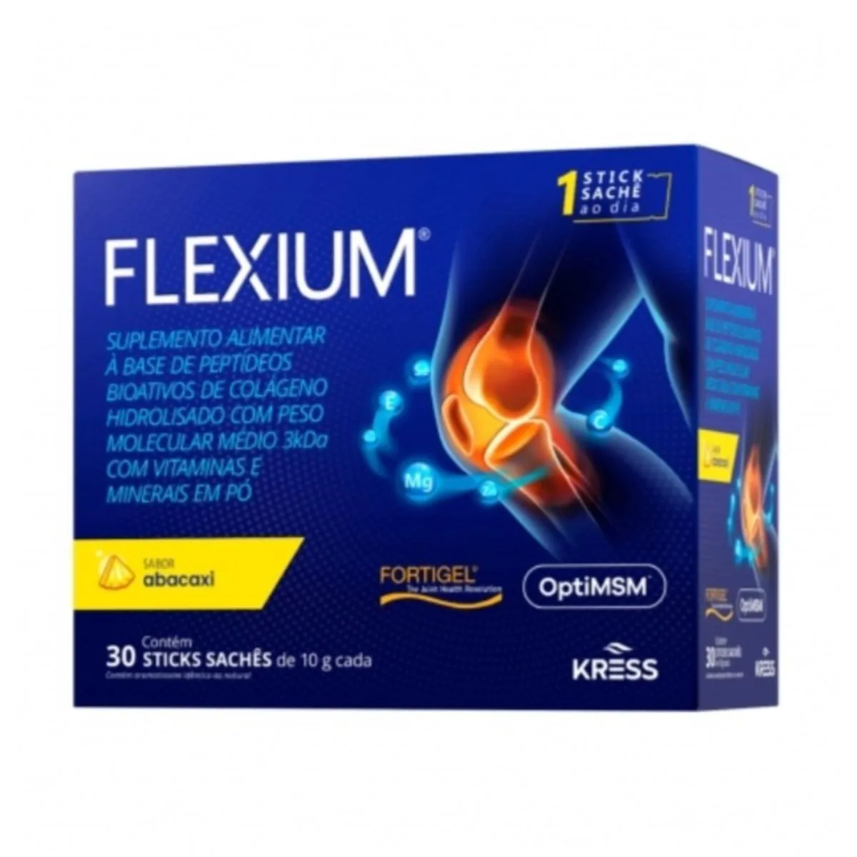 Flexium Suplemento Alimentar Colágeno Kress Abacaxi 30sachês