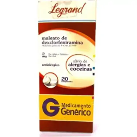 Maleato De Dexclorfeniramina 2 Mg 20 Comprimidos Legrand Genérico