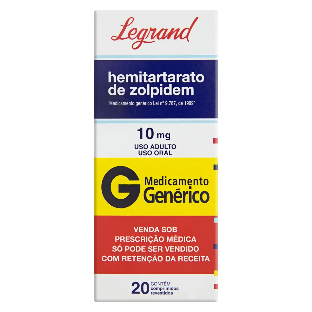 Hemitartarato De Zolpidem 10mg Legrand Caixa 20 Comprimidos Revestidos