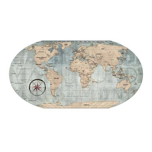 Mural Mapa Mundi Vintage Chapa De Aço