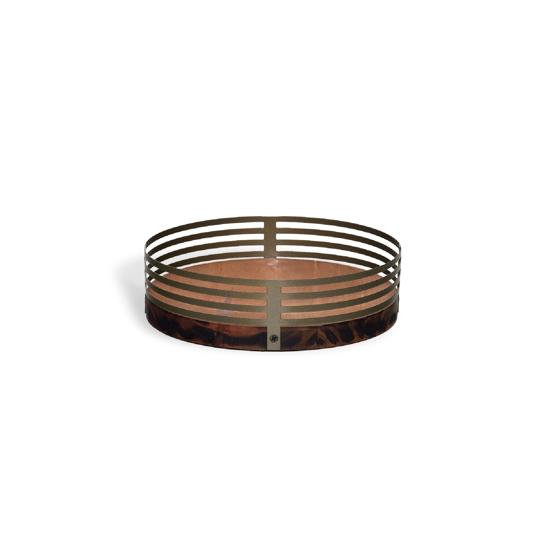 Bandeja para Banheiro de Metal e Madeira Dourada Round Geguton