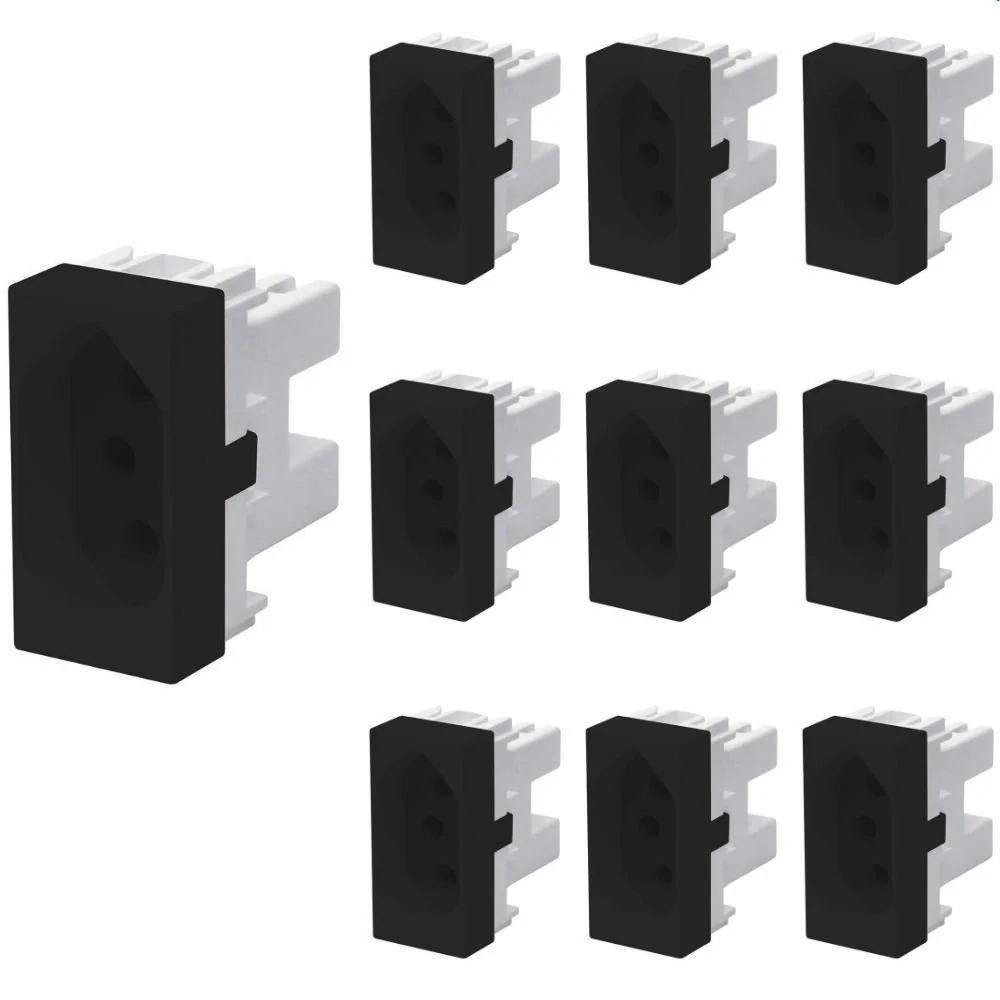 10 Módulo Tomada Fame Habitat Black 2p+t 20a Preto