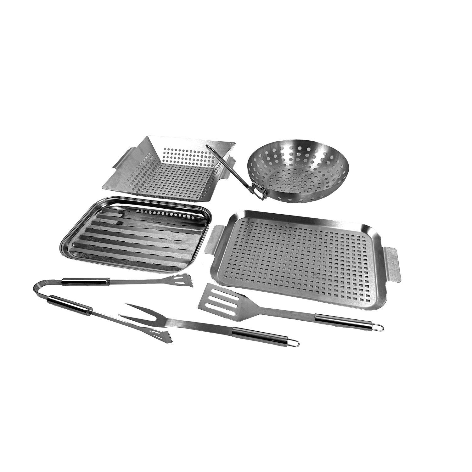 Kit Grelhados E Legumes Broiler - 7 Itens Em Aço Inoxidável