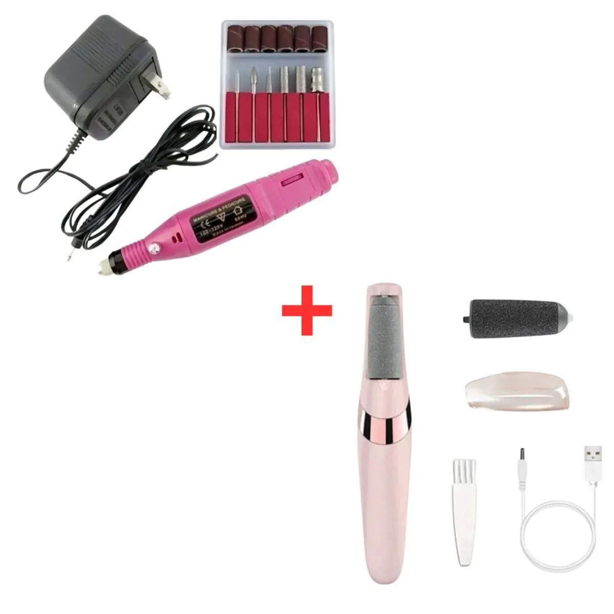 Kit Lixadeira Unha Eletrica Profissional Motor Bivolt E Removedor de Calos Portátil Esfoliador para