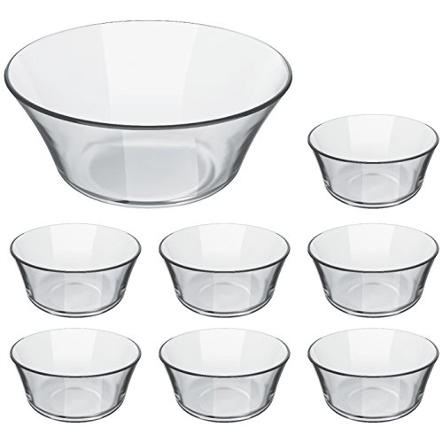 Conjunto Jogo Kit de Sobremesa Linha Astral Duralex de Vidro Temperado 7 Peças Tigela grande com Taças