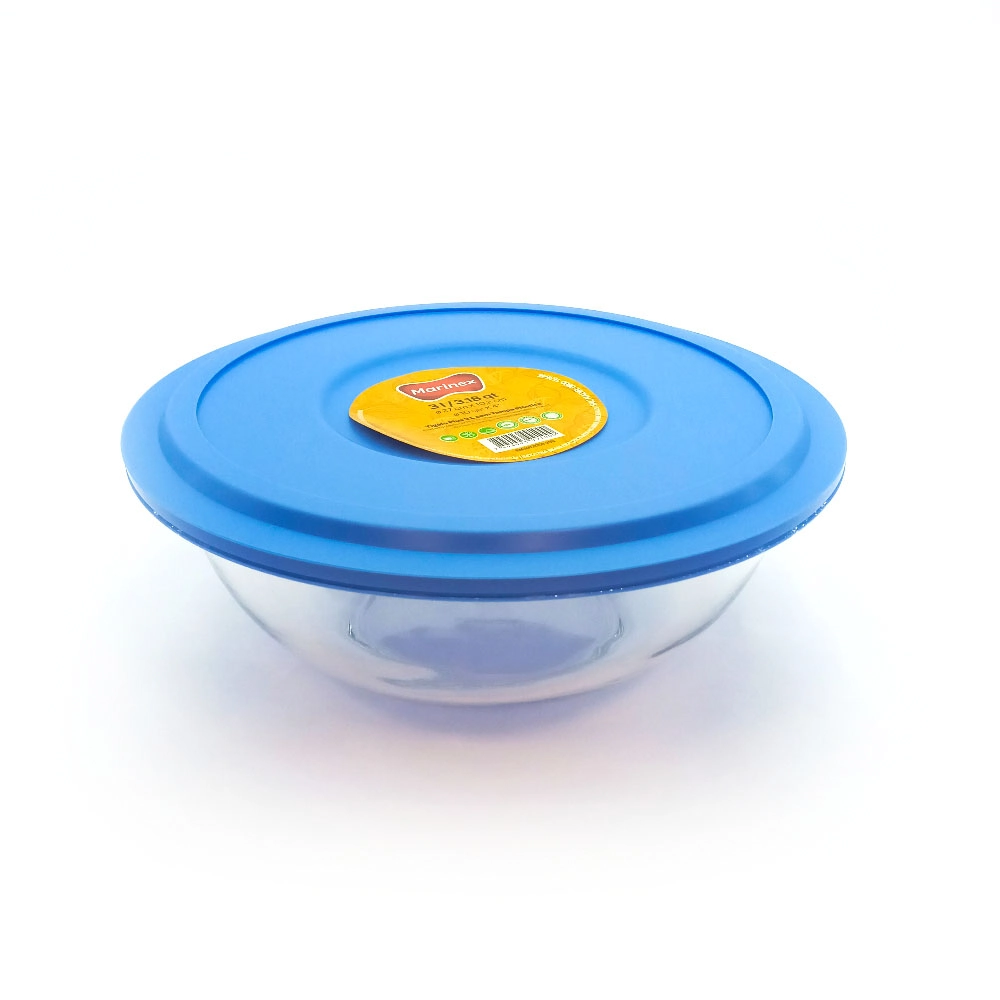 Pote Redondo De Vidro 3L Tampa Plástica De Cores Sortidas Tigela Bowl Plus Marinex
