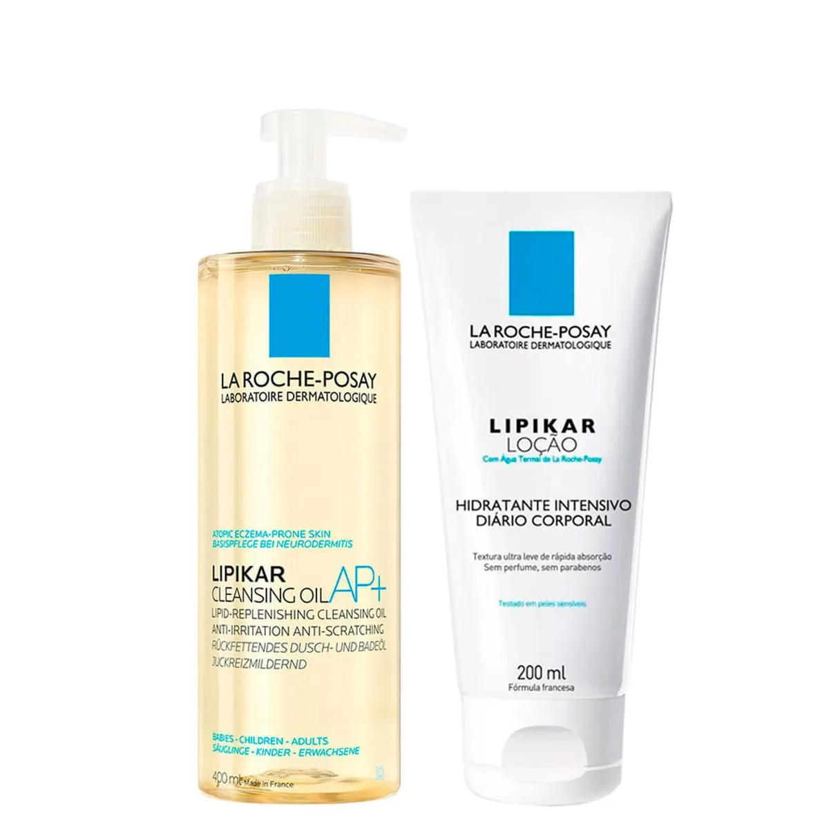 Kit Corporal La Roche-Posay Lipikar - Óleo de Limpeza 400 ml + Loção Hidratante Corporal 200 ml