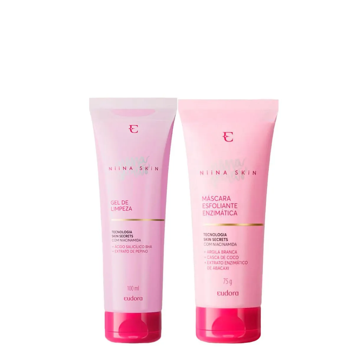 Kit Eudora Niina Secrets Skin Gel Limpeza Facial 100ml + Máscara Facial Esfoliante Facial 75g