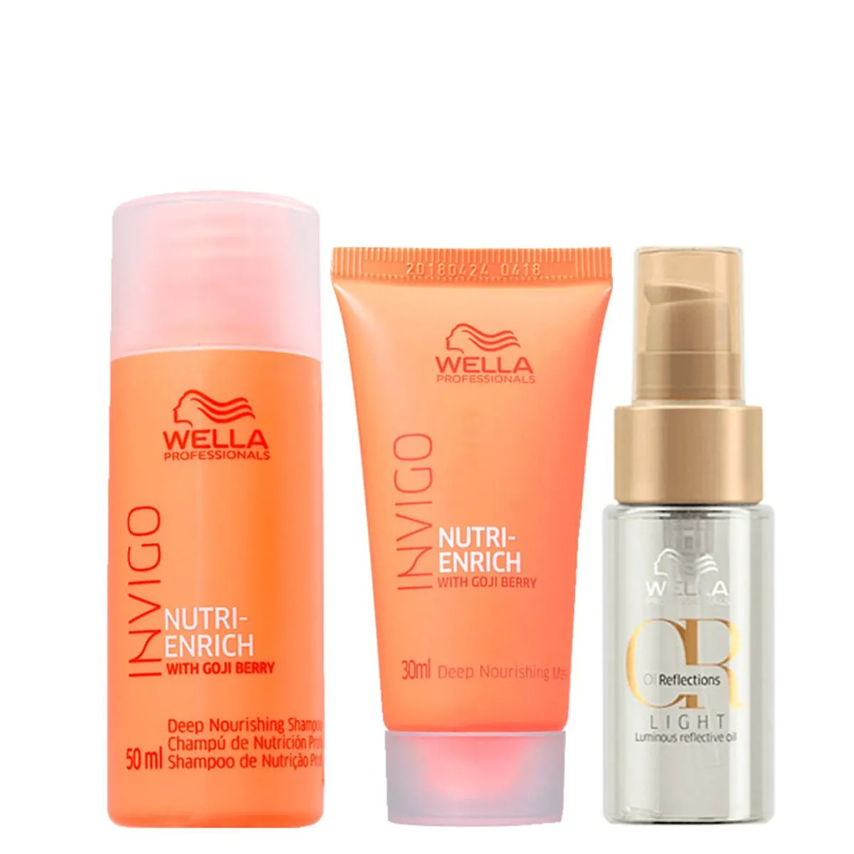 Kit Wella Professional Invigo-Enrich - Shampoo 50 ml + Máscara 30 ml + Óleo Oil Reflections Light 30