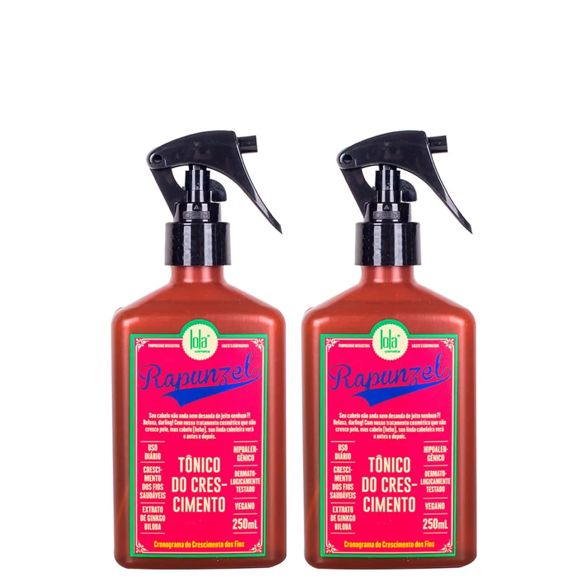 Kit Lola Cosmetics Rapunzel - Tônico Capilar de Crescimento 250 ml - 2 Unidades