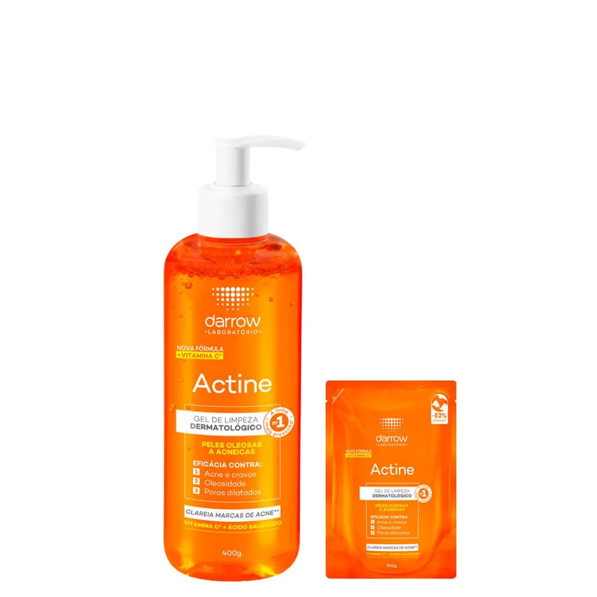 Kit Facial de Limpeza Darrow Actine Gel com Refil - Gel de Limpeza 400g + Gel de Limpez Refil 300g