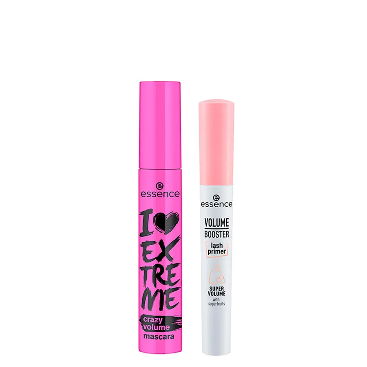 Kit Cílios Extra Volumosos Essence - Máscara Para Cílios Preta 12 ml + Booster Primer De Cílios Bran