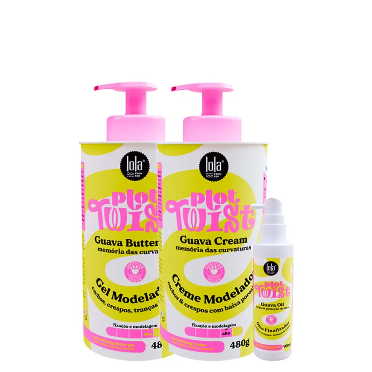 Kit Lola Cosmetics Plot Twist - Creme Modelador 480 g + Gel Modelador 480 g + Óleo Capilar 90 ml - K