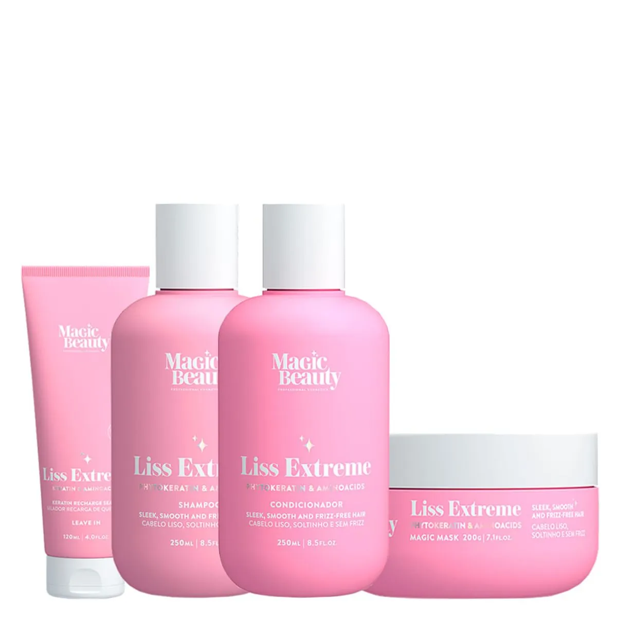 Kit Magic Beauty Liss Extreme - Shampoo 250 ml + Condicionador 250 ml + Máscara 200 g + Selador De