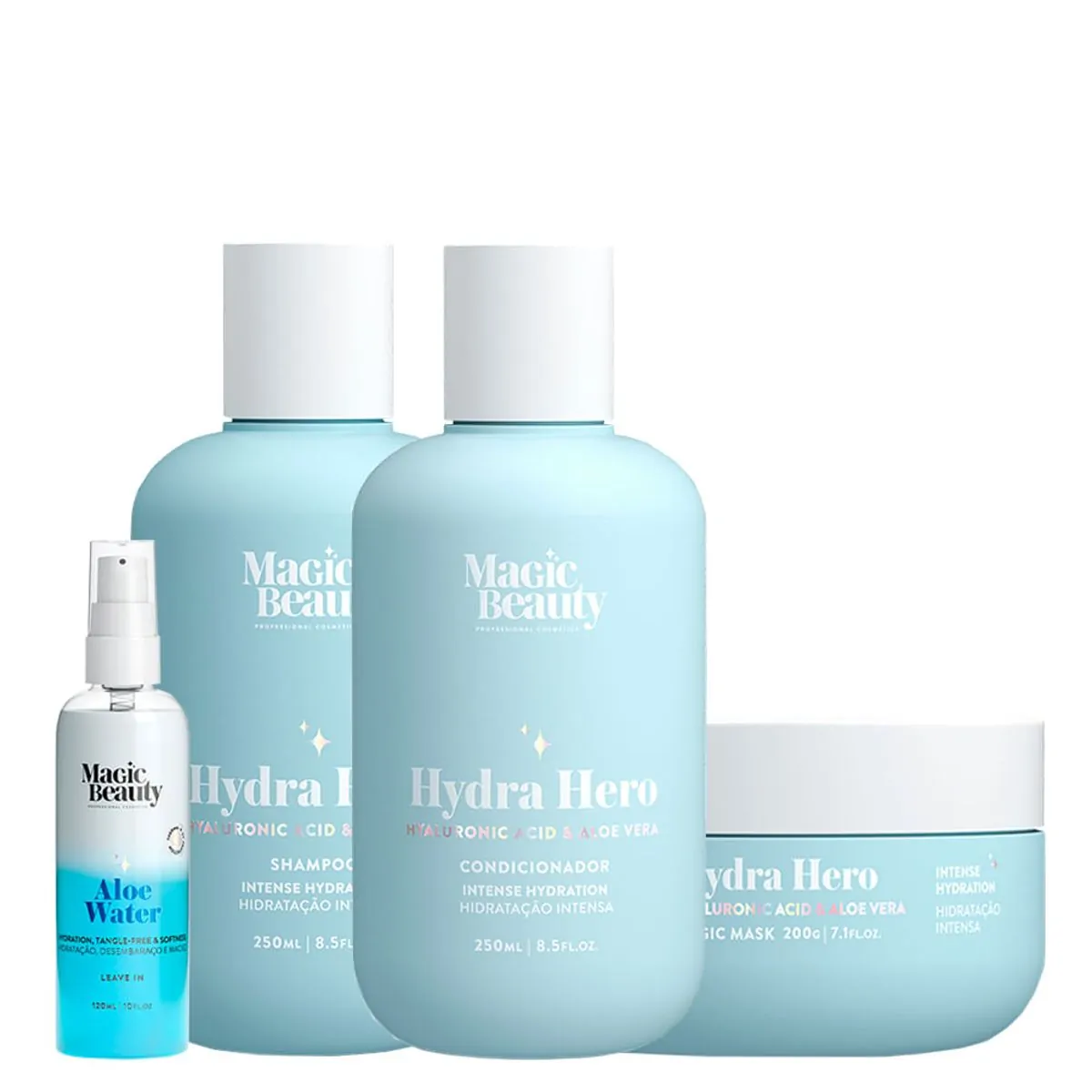 Kit Magic Beauty Hydra Hero - Shampoo 250 ml + Condicionador 250 ml + Máscara 200 g + Leave-In 120