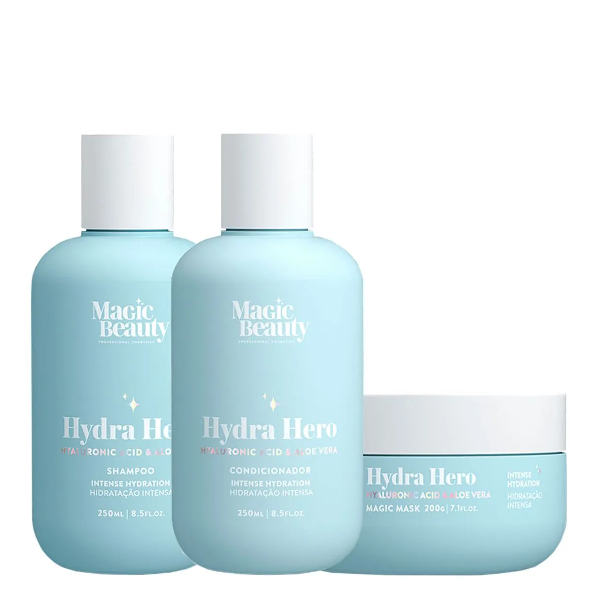 Kit Magic Beauty Hydra Hero - Shampoo 250 ml + Condicionador 250 ml + Máscara 200 g - Kit Magic Bea