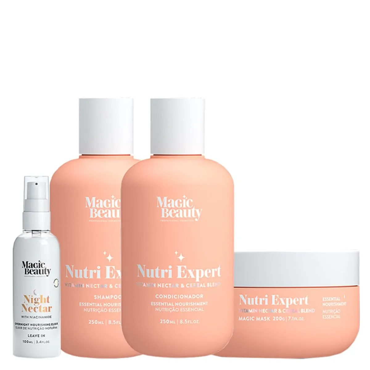 Kit Magic Beauty Nutri Expert Vitamin Nectar - Shampoo 250 ml + Condicionador 250 ml+ Máscara 200 g